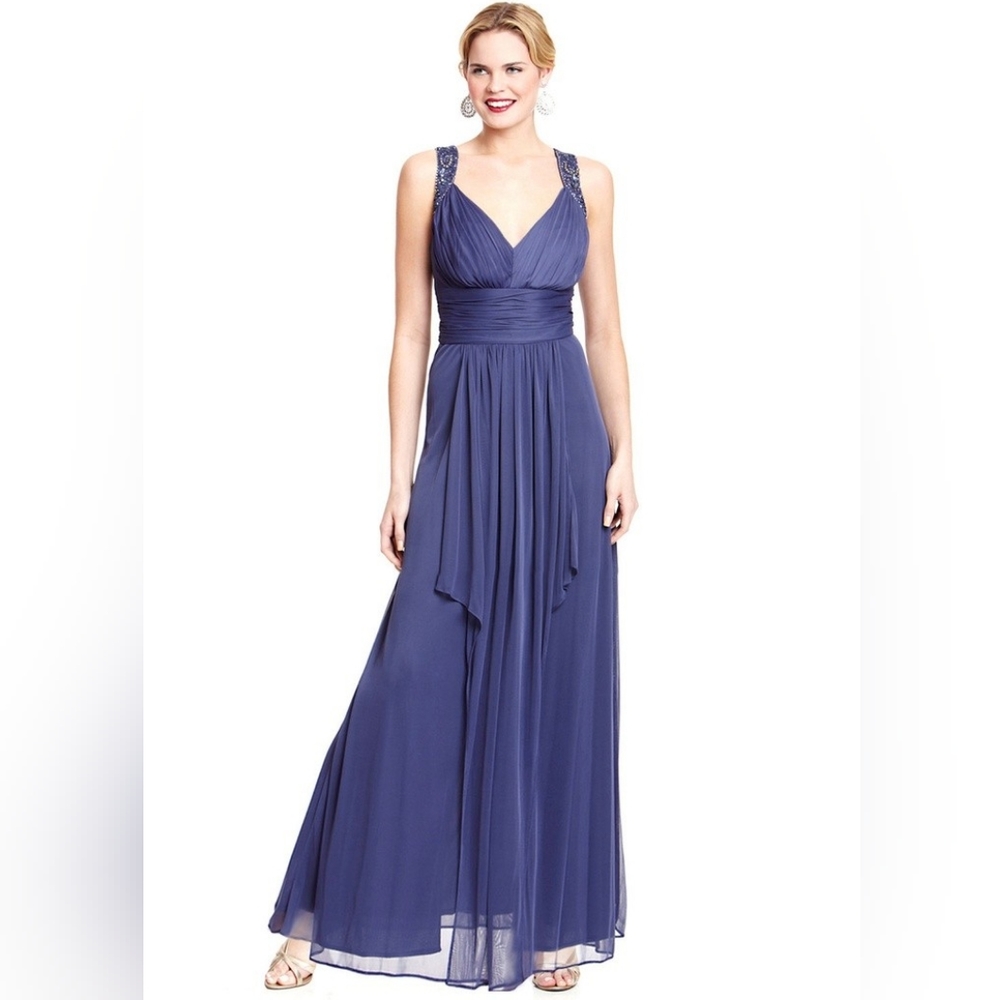 Beaded blue formal dress